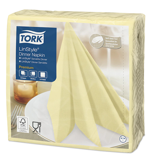 Servetele de masa Premium 39x39 impaturite LinStyle1/4, negru - Tork galben sampanie 