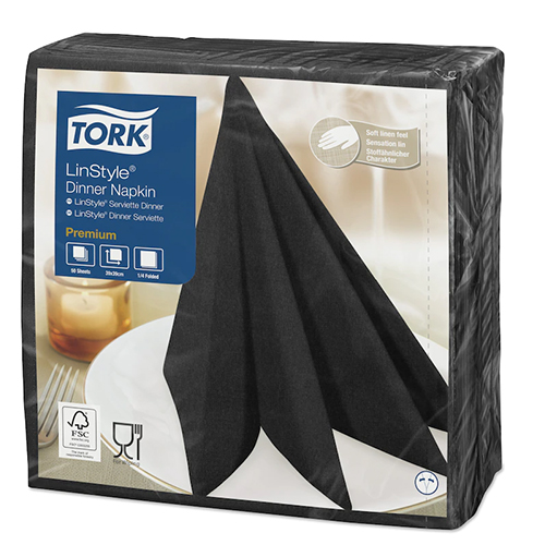 Servetele de masa Premium 39x39 impaturite LinStyle1/4, negru - Tork negru 