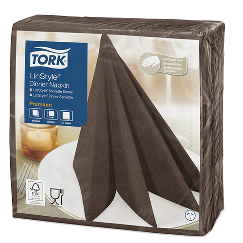 Servetele de masa Premium 39x39 impaturite LinStyle1/4, negru - Tork maro 