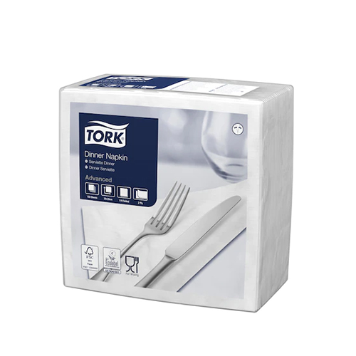 Servetele de masa Dinner 2 straturi 39 x 39 cm, alb - Tork