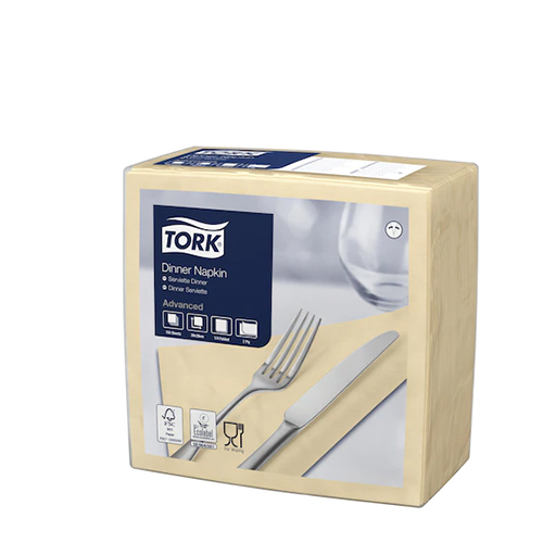 Servetele de masa Dinner 2 straturi 39 x 39 cm, alb - Tork galben 