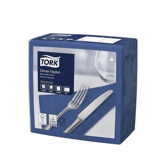 Servetele de masa Dinner 2 straturi 39 x 39 cm, alb - Tork albastru inchis 