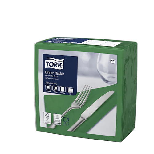 Servetele de masa Dinner 2 straturi 39 x 39 cm, alb - Tork verde 