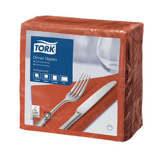 Servetele de masa Dinner 2 straturi 39 x 39 cm, alb - Tork caramiziu 