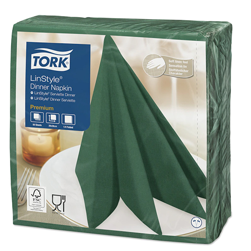 Servetele de masa Premium 39x39 impaturite LinStyle1/4, negru - Tork verde 