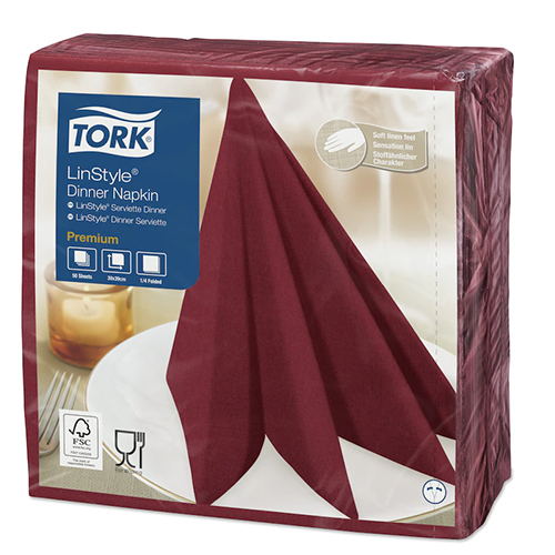 Servetele de masa Premium 39x39 impaturite LinStyle1/4, negru - Tork bordo 