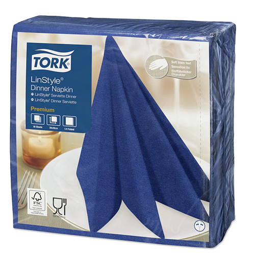 Servetele de masa Premium 39x39 impaturite LinStyle1/4, negru - Tork albastru inchis 