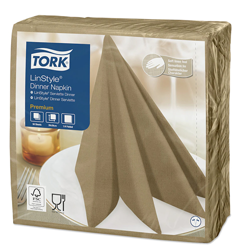 Servetele de masa Premium 39x39 impaturite LinStyle1/4, negru - Tork natural 