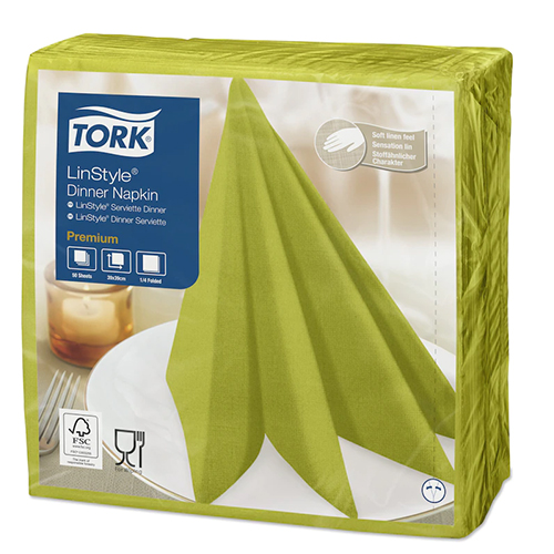 Servetele de masa Premium 39x39 impaturite LinStyle1/4, negru - Tork lime 