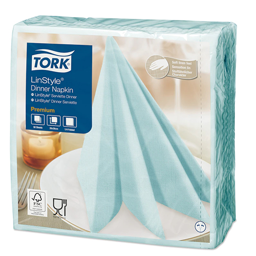 Servetele de masa Premium 39x39 impaturite LinStyle1/4, negru - Tork albastru 