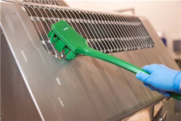 Perie UST cu maner lung si peri duri 395 mm, albastra - Vikan