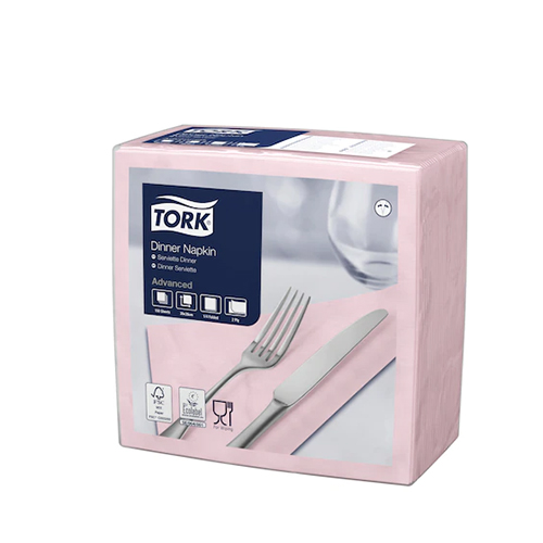 Servetele de masa Dinner 2 straturi 39 x 39 cm, alb - Tork roz 