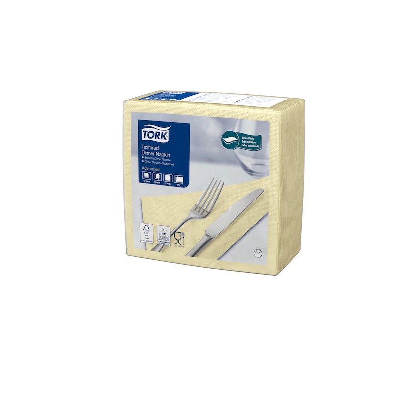 Servetele de masa Dinner 39 x 39 cm 50 buc. alb 1/4 - Tork galben 