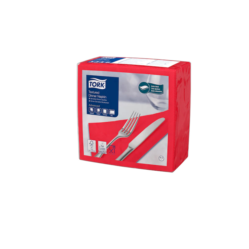 Servetele de masa Dinner 39 x 39 cm 50 buc. alb 1/4 - Tork rosu 