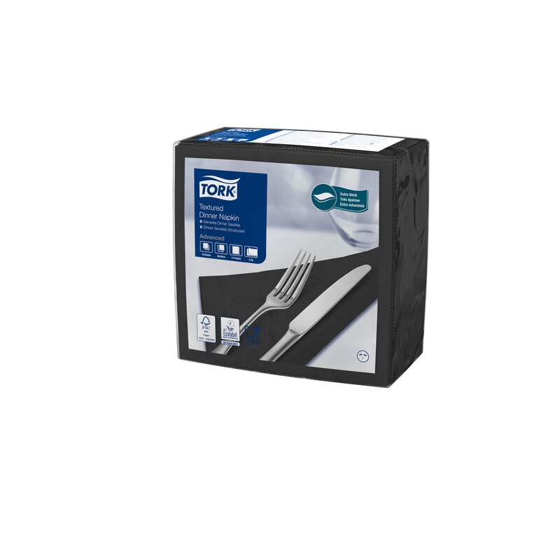 Servetele de masa Dinner 39 x 39 cm 50 buc. alb 1/4 - Tork negru 