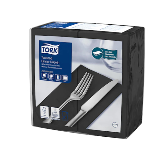 Servetele de masa Dinner 39 x 39 cm 50 buc. negru - Tork