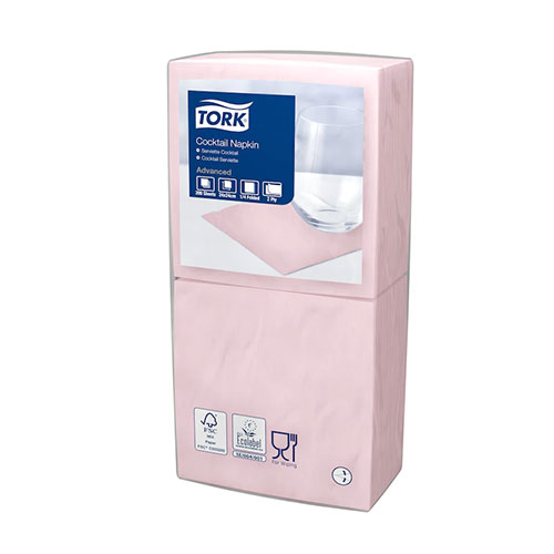 Servetele de masa cocktail 24 x 24 cm , alb - Tork roz 