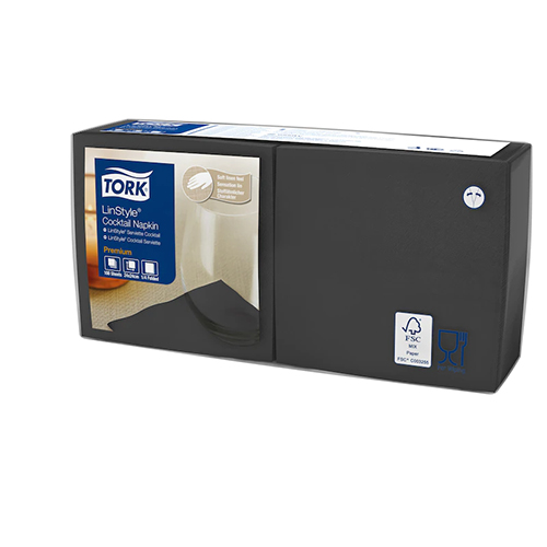 Servetele de masa Premium 24 x 24 cm 1/4, alb - Tork LinStyle negru 