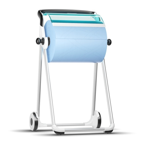 Dispenser mobil role-lavete industriale, albastru - Tork