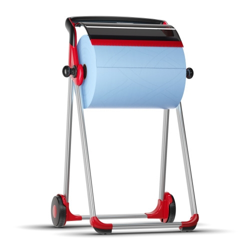 Dispenser mobil role-lavete industriale, albastru - Tork rosu-negru 