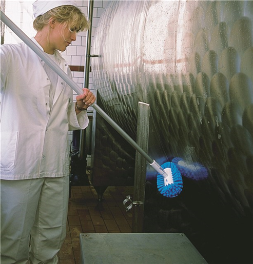 Perie ovala pentru rezervoare, 205 mm, peri duri, albastra - Vikan