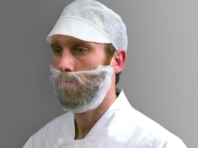 Protectie barba metal detectabila, alba - Global Food Hygiene