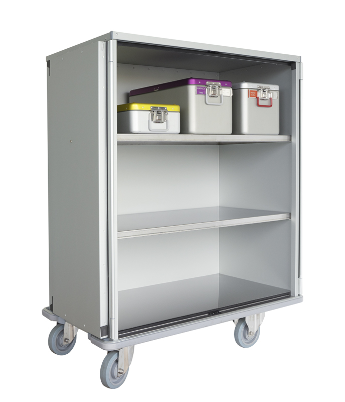 Carucior pentru recipiente sterile si transport lenjerie 1625 CR, 9 unitati sterile - ALVI