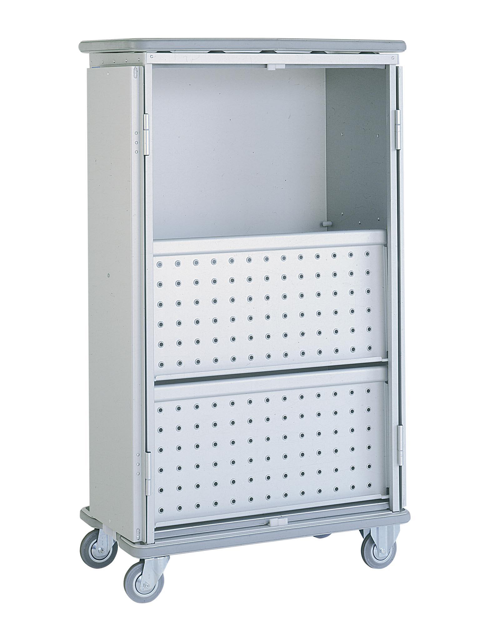 Carucior tip dulap cu rafturi perforate OP Container, 565 L - ALVI