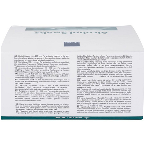 Servetele igienizante pe baza de alcool 50 buc/pac (clorhexidina) - Abena 