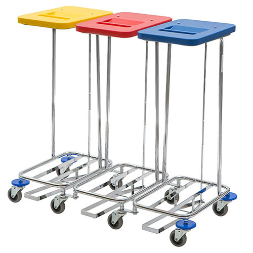 Carucior colectare lenjerie Meditrans triple cu pedala - Vermop 