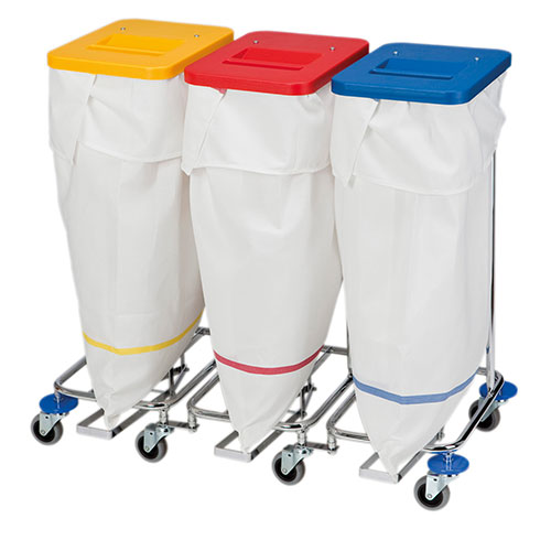 Carucior colectare lenjerie Meditrans triple cu pedala - Vermop