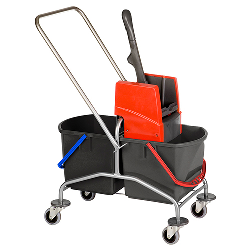 Carucior curatenie Garant 2 x 17 L , inox - Vermop