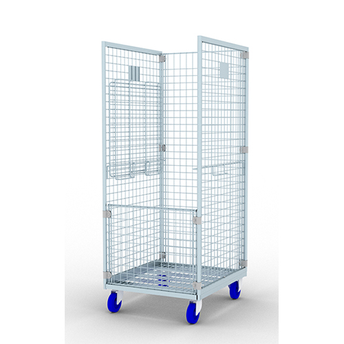 Carucior transport lenjerie pentru spalatorie textila din spitale cu 3 laturi+raft, 50 x 50 mm T25 - Picchi