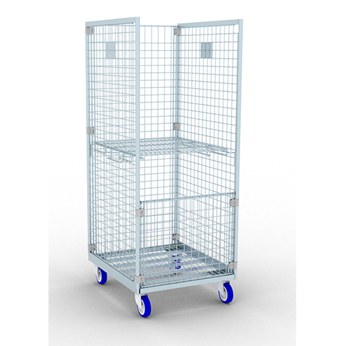 Carucior transport lenjerie pentru spalatorie textila din spitale cu 3 laturi+raft, 50 x 50 mm T25 - Picchi 