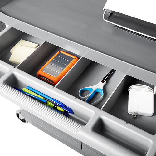 Carucior X-Tra pentru servire cu sertar si dulap 135 kg, gri - Rubbermaid 