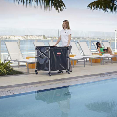 Carucior X-Cart pliabil pentru rufe 300 L, gri - Rubbermaid 