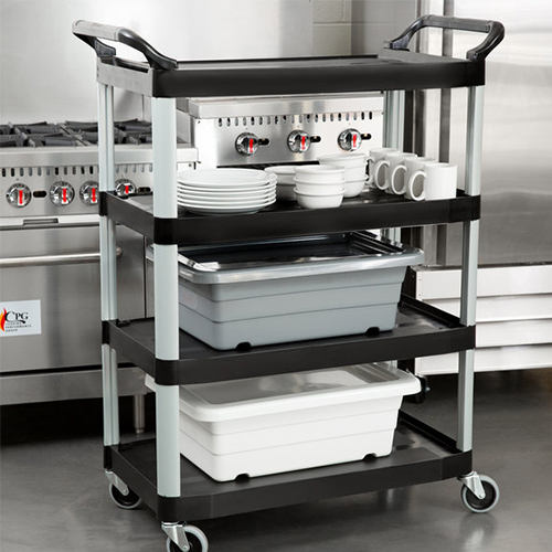 Carucior X-Tra pentru servire cu 4 rafturi 135 kg, negru - Rubbermaid 