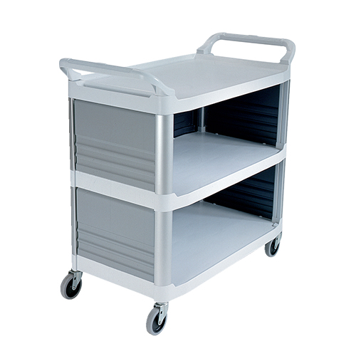 Carucior X-Tra pentru servire inchis 3 laterale 135 kg, alb - Rubbermaid