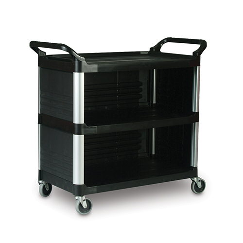 Carucior X-Tra pentru servire inchis 3 laterale 135 kg, negru - Rubbermaid