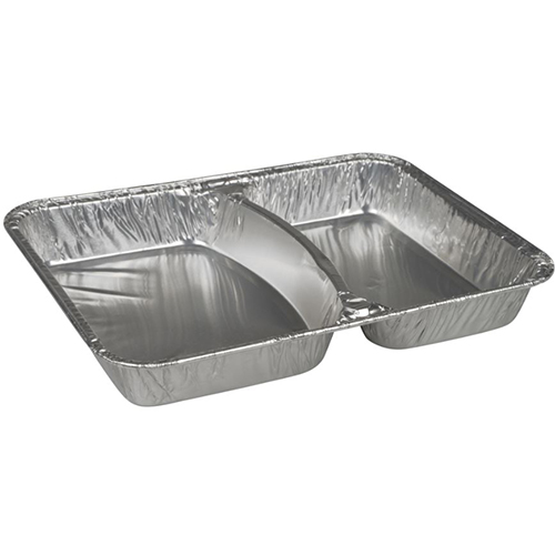 Caserola rectangulara din aluminiu, 2 compartimente, 22.7 x 17.8 x 3 cm, 480 ml - Abena