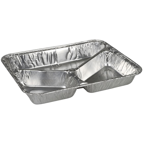 Caserola rectangulara din aluminiu, 3 compartimente, 22.7 x 17.8 x 3 cm, 385 ml - Abena