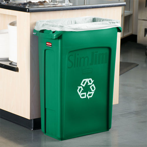 Container Slim Jim cu canale de ventilare 87 L reciclare deseuri, verde - Rubbermaid verde