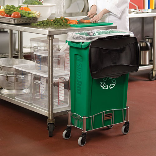 Container Slim Jim cu canale de ventilare 87 L reciclare deseuri, verde - Rubbermaid verde