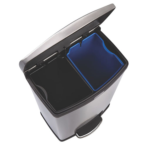 Container Slim Jim Step-On/Front Step 50 L, inox/negru - Rubbermaid 