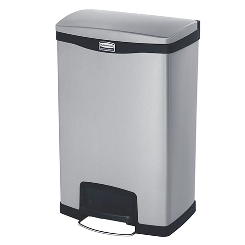 Container Slim Jim Step-On/Front Step 50 L, inox/negru - Rubbermaid