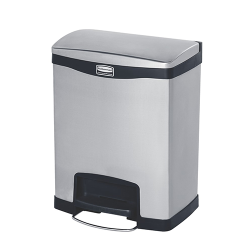 Container Slim Jim Step-On/Front Step 30 L, inox/negru - Rubbermaid