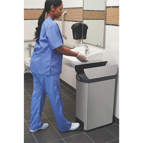 Container Slim Jim Step-On/End Step 50 L, inox/negru - Rubbermaid 