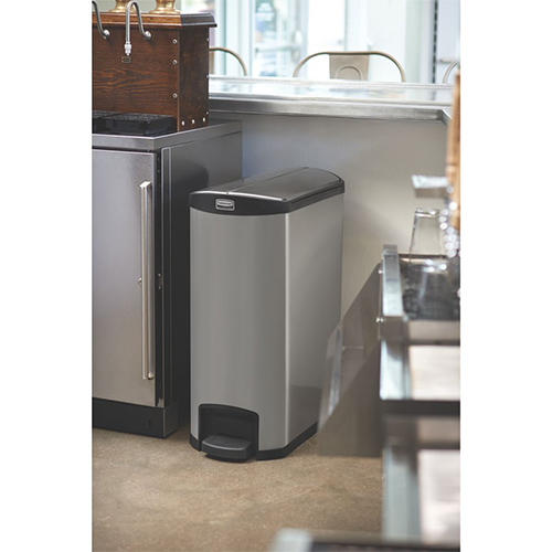 Container Slim Jim Step-On/End Step 50 L, inox/negru - Rubbermaid 