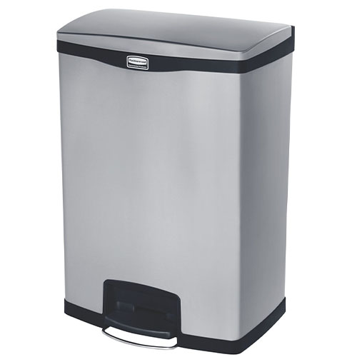 Container Slim Jim Step-On/Front Step 90 L, inox/negru - Rubbermaid