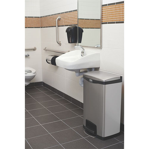 Container Slim Jim Step-On/Front Step 90 L, inox/negru - Rubbermaid 
